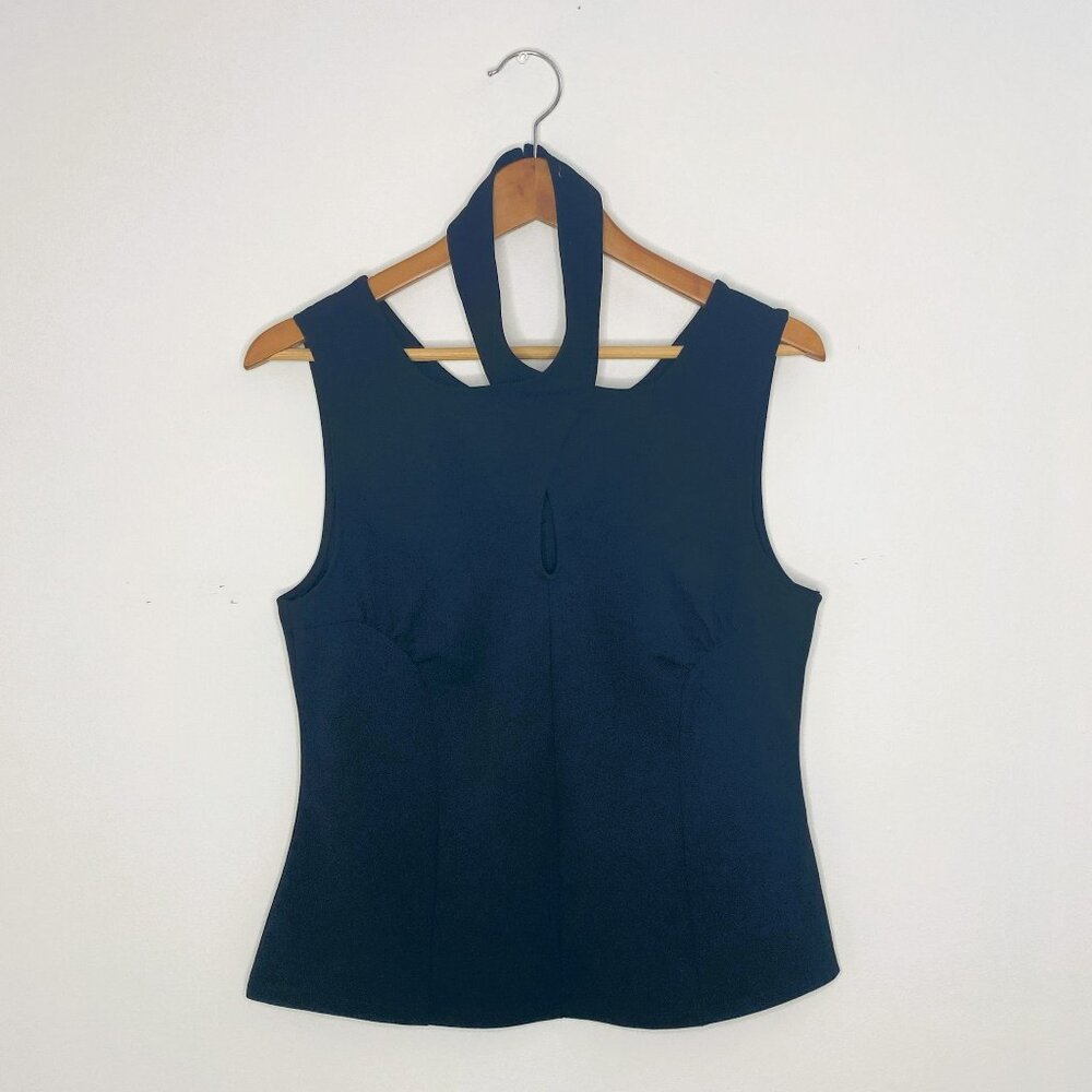 Suzy Shier - Sleeveless, Neck detail,  Black, Tank, Top, Size M